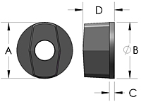 TS2 T-Knob w Skirt Line Drawing